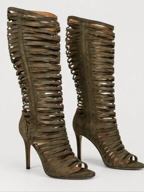 Cape Robbin Olive Green Fringe Knee-High Boots